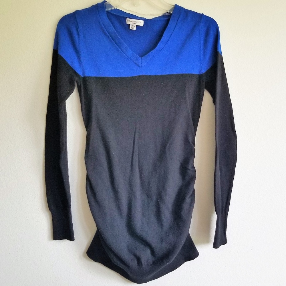 Maternity Tunic Sweater size XS black blue v-neck